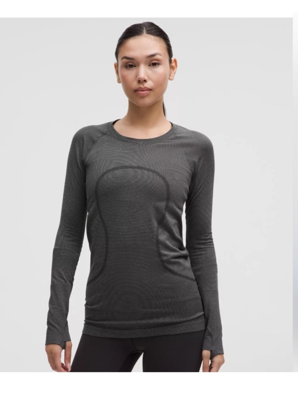 EUC Lululemon Size 12 Swiftly Long Sleeve Hip Length Dark Heathered Gray